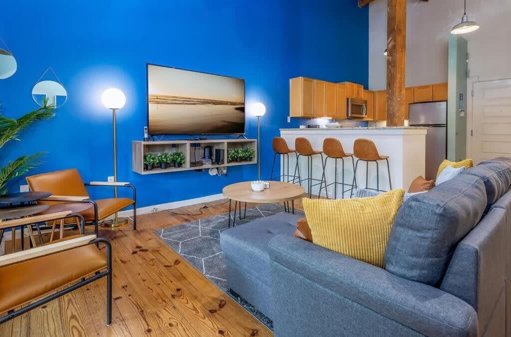 Photograph supplied for 100 Year-Old Historic Brick 2BR Loft & Large Patio & Hammocks & High Ceiling