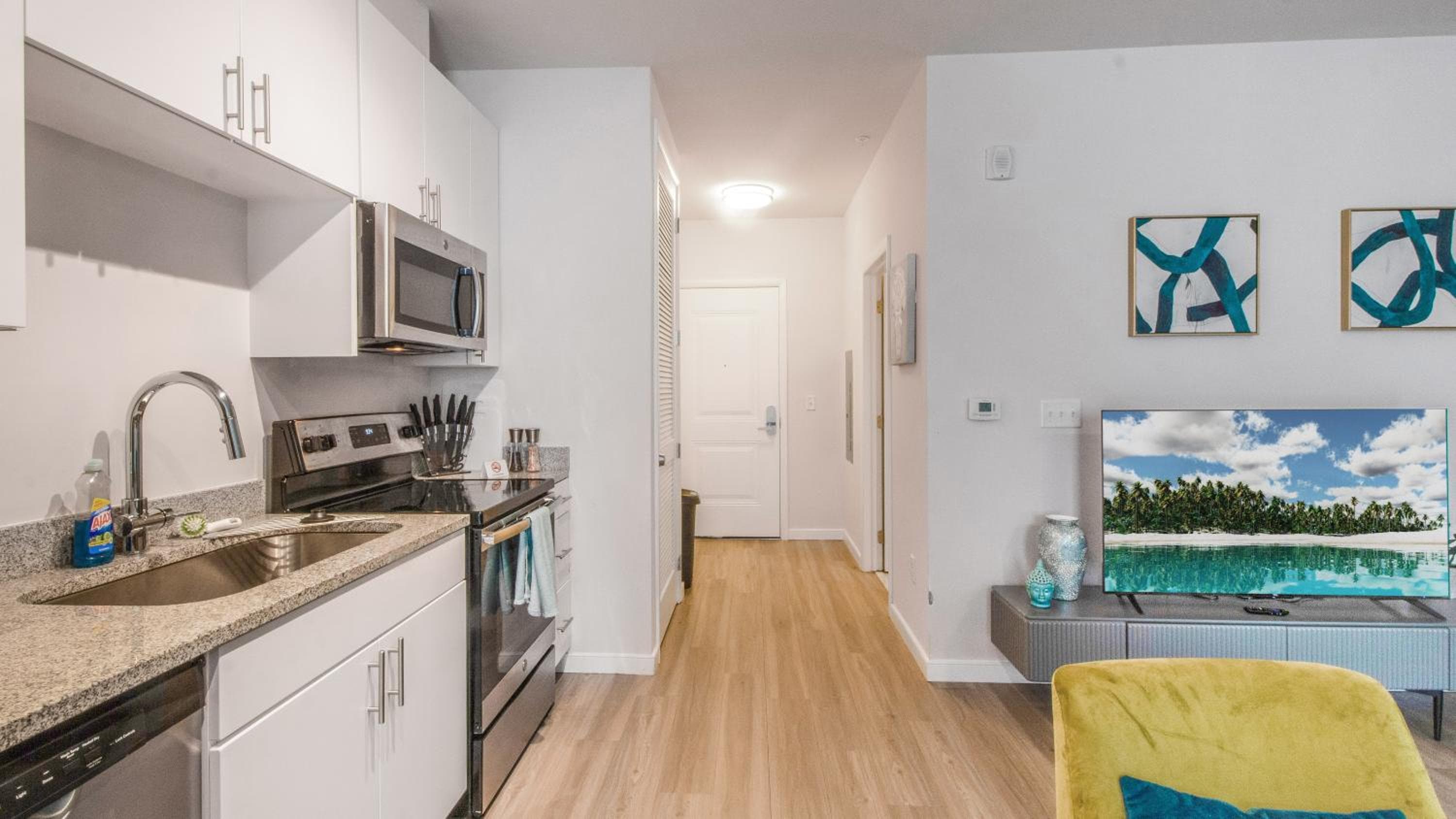 Photograph supplied for Stunning Studio with Balcony Views, Pool, and Gym