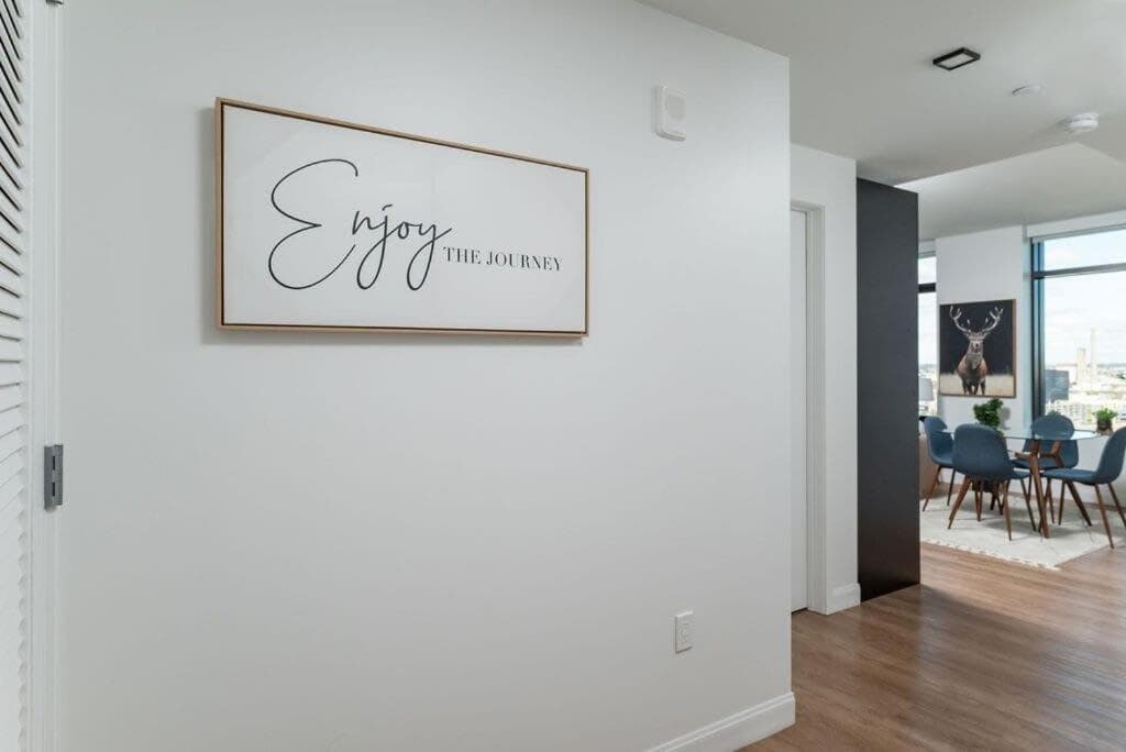 Photograph supplied for City Skyline w King Bed Pool Gym Wi-Fi & Parking